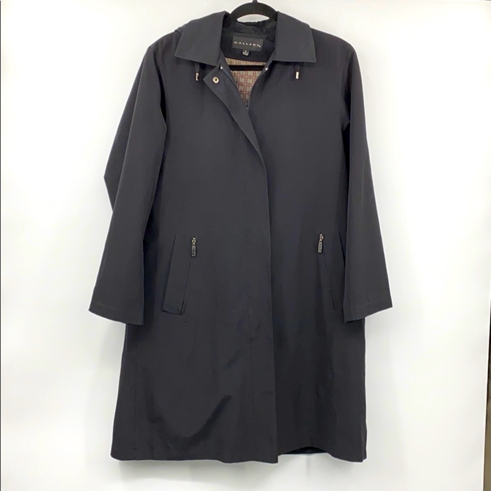 Gallery Rain Trench Coat Detachable Hood Small